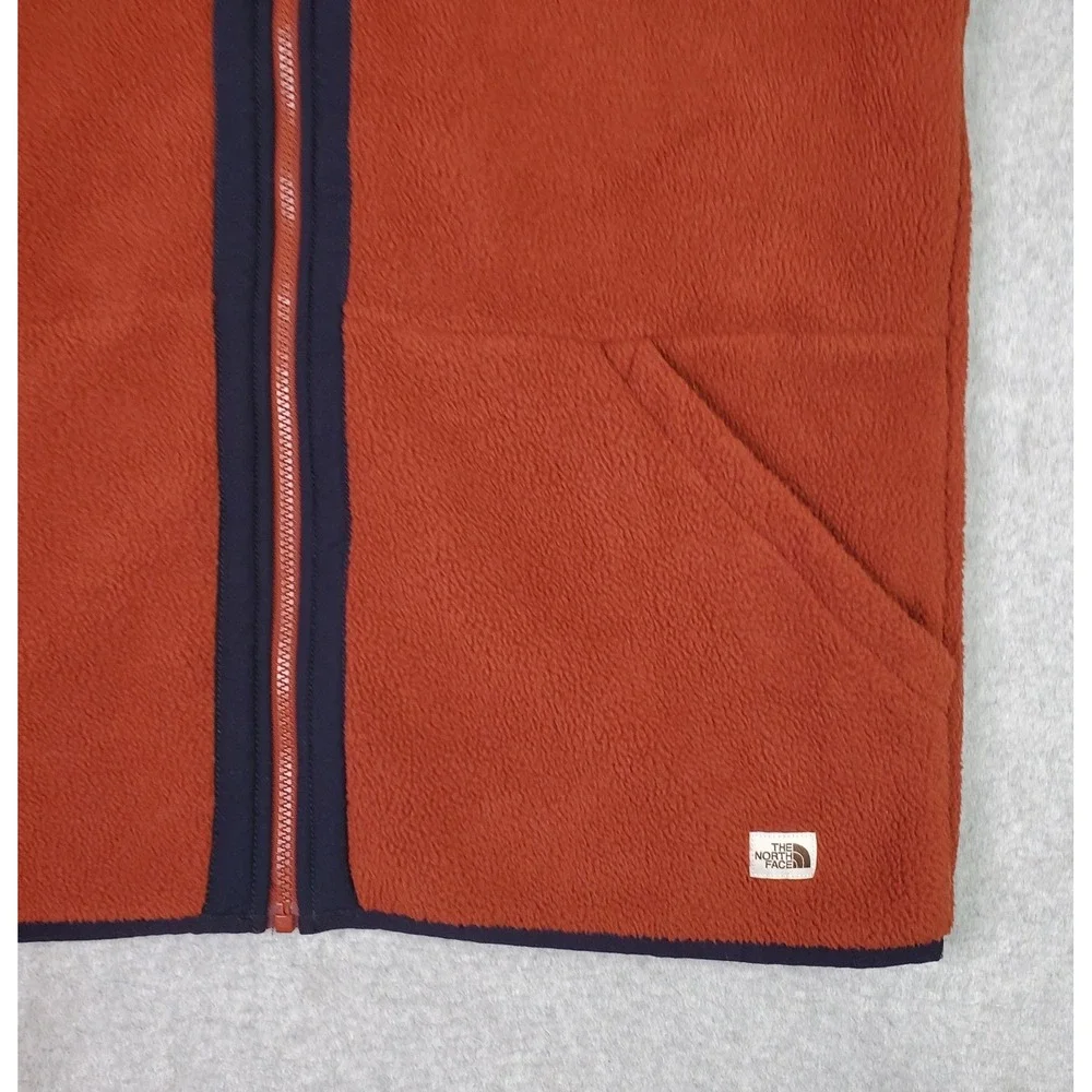 The North Face Vest Mens Large Rust Fleece Full Zip Insulated Pockets Outdoor
